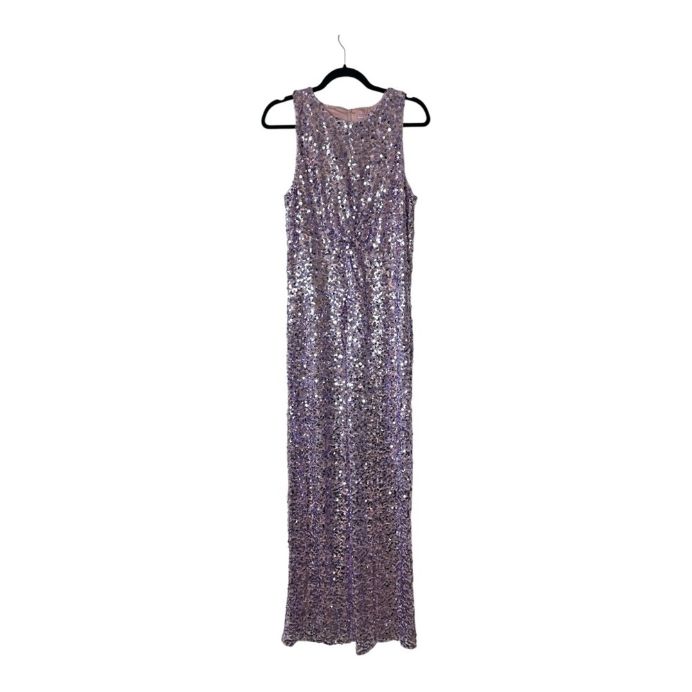 Anthropologie LDT Twist Front Racer Gown Womens Size 14 NWOT Purple Sequins - Picture 6 of 10